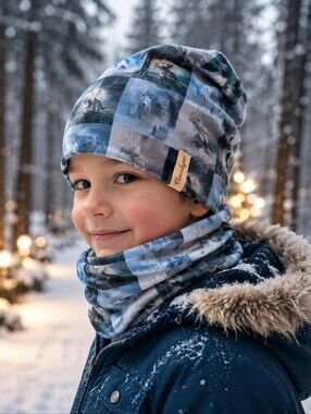 Children's hat and neck warmer set. Reversible. 3 À 5 Ans